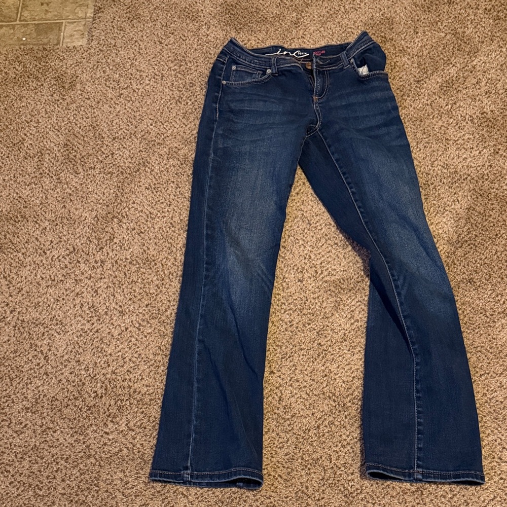 INC Women's Indigo Boot Cut Curvy Fit Denim Jeans Size 2 Bohemian Casual
